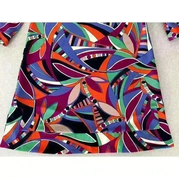 Jude Connally Sz S Megan Dress Retro Print Purple Stretch A-line Mod 60's Funky - Picture 8 of 16